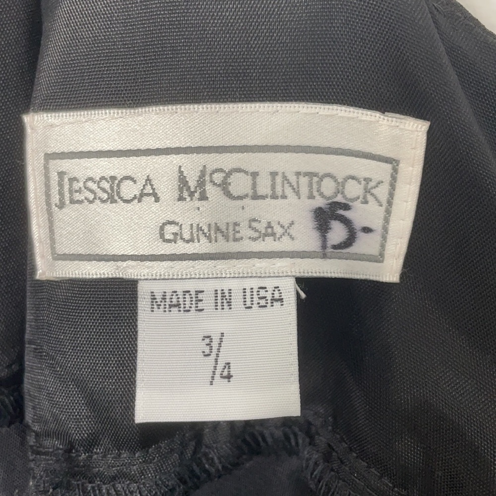 Jessica McClintock Gunne Sax Embroidered Black Halter Dress - Picture 9 of 10